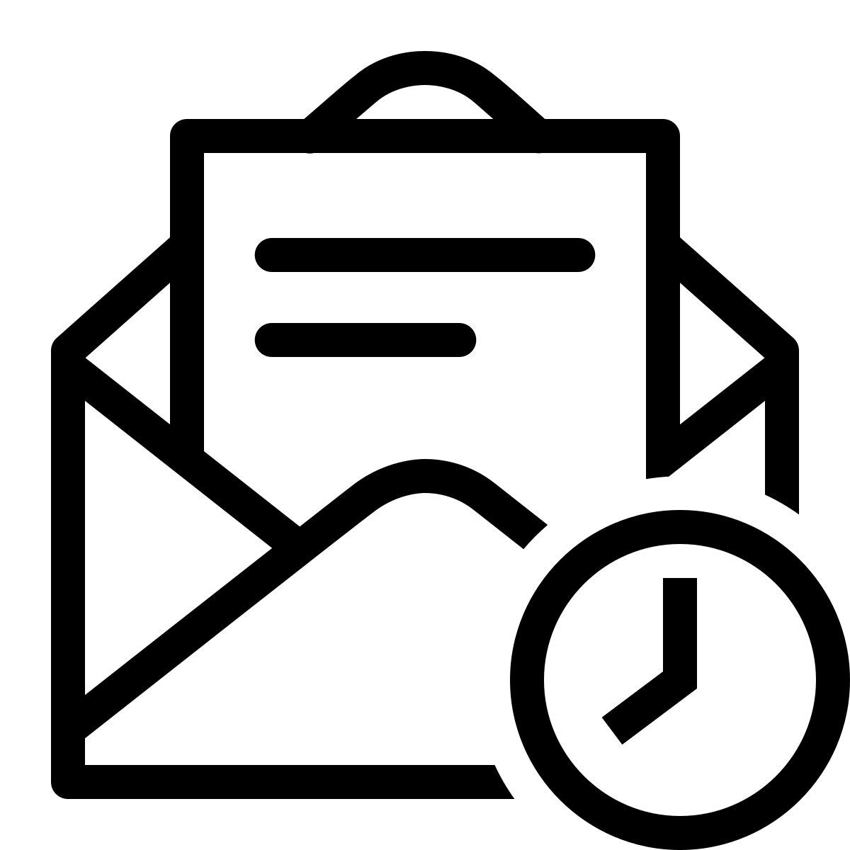 ios 17 outlined style open envelope clock icon