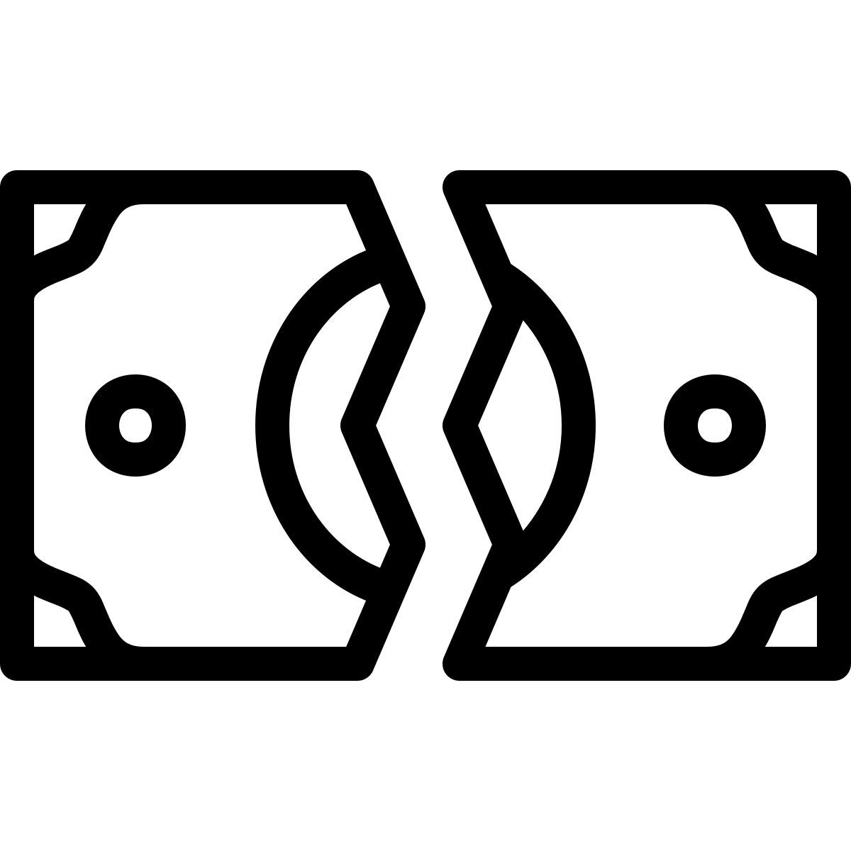 ios 17 outlined style dinero dividido icon
