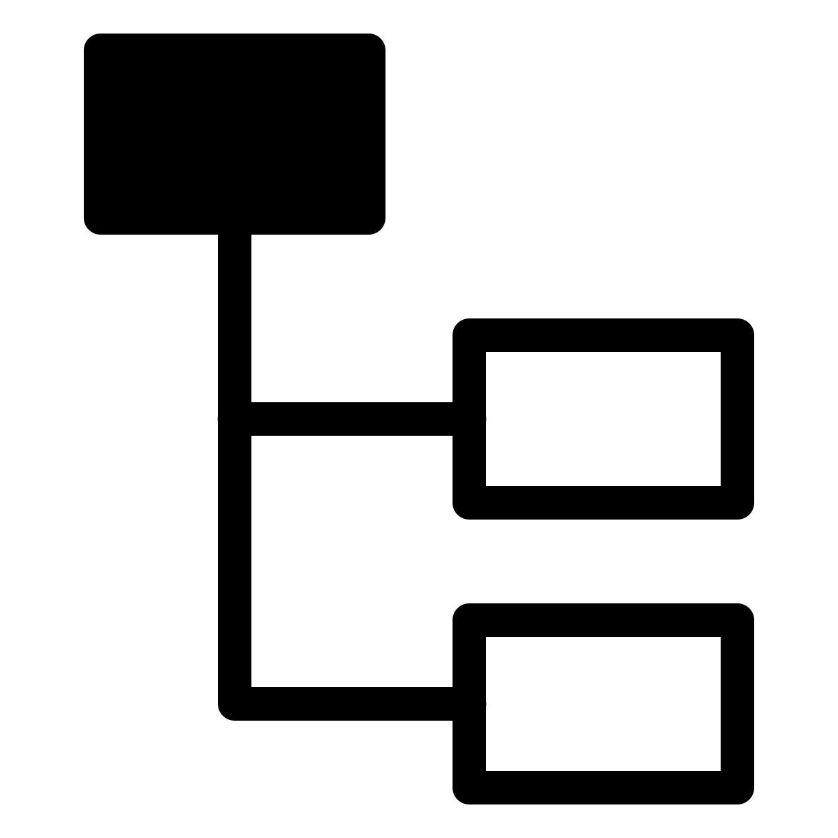 ios 17 outlined style gestapeltes organigramm hervorgehobener elternknoten icon