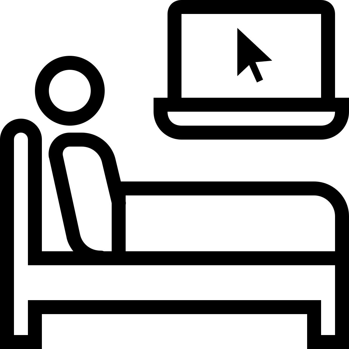 ios 17 outlined style 침대에서 작업 icon