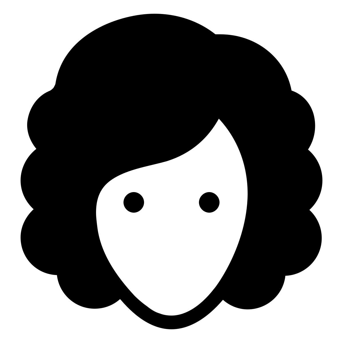 ios 17 filled style braune lange lockige haare lady icon