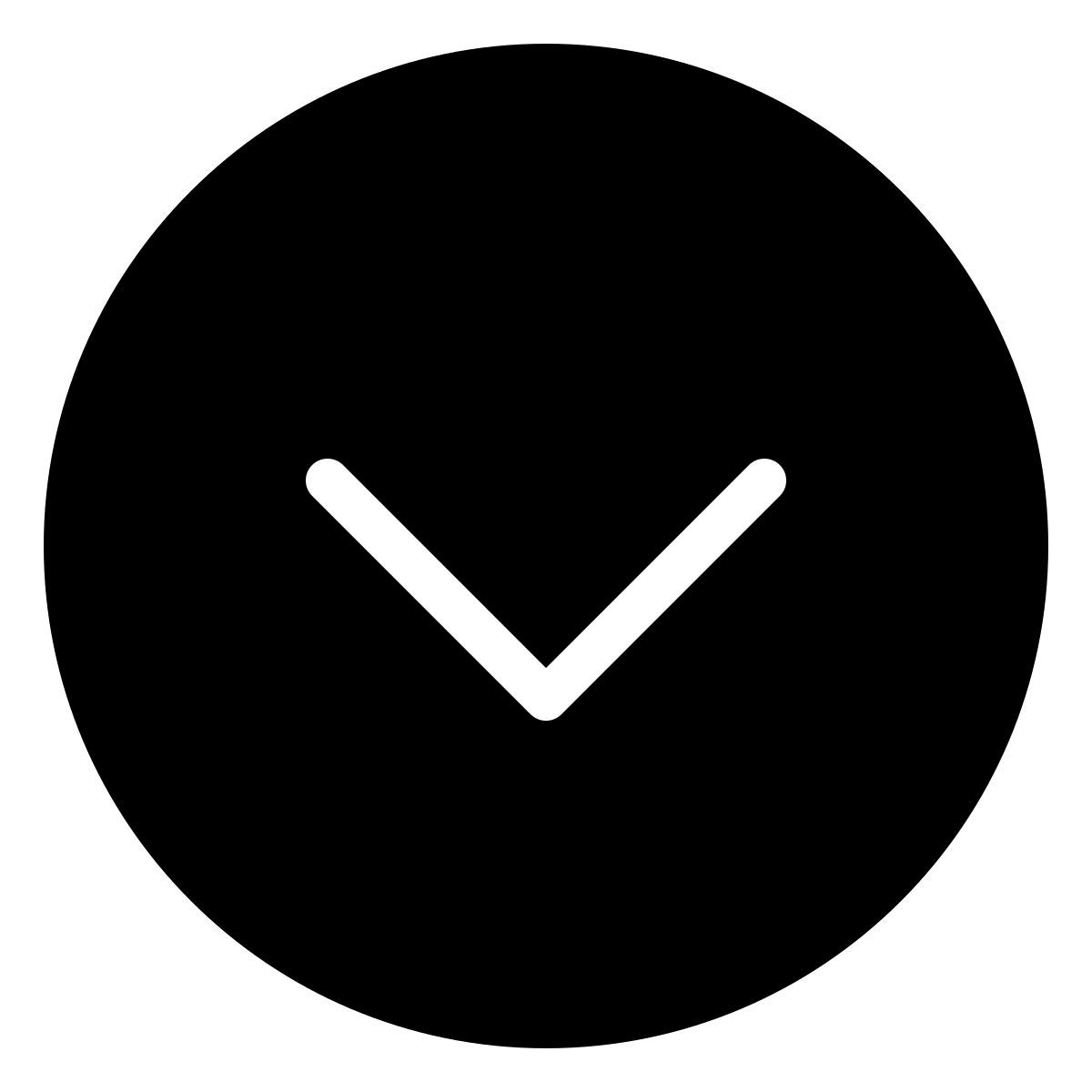 ios 17 filled style 원 셰브론 아래로 icon