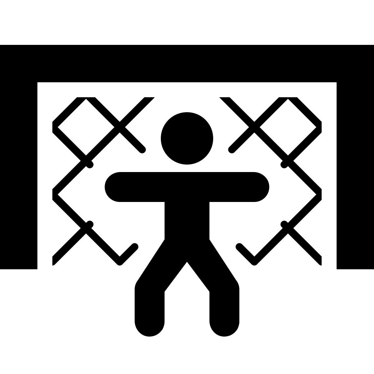 ios 17 filled style goalkeeper with net icon