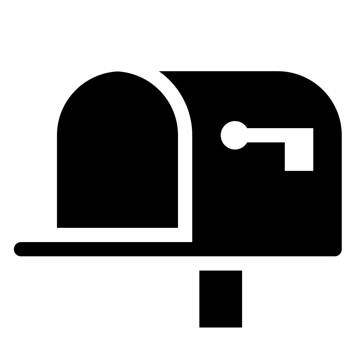 ios 17 filled style buzón abierto, bandera abajo icon