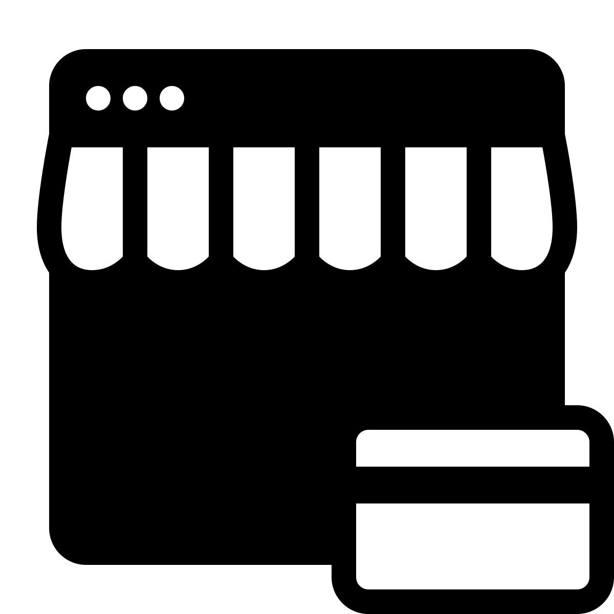 ios 17 filled style pago con tarjeta de compras en línea icon