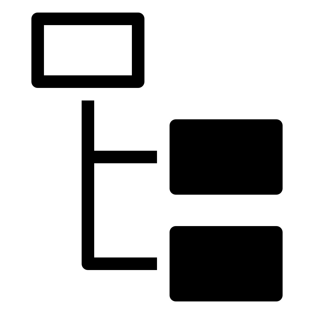 ios 17 filled style gestapeltes organigramm hervorgehobener elternknoten icon