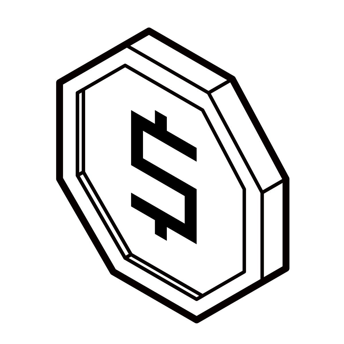 isometric line style dollar coin icon