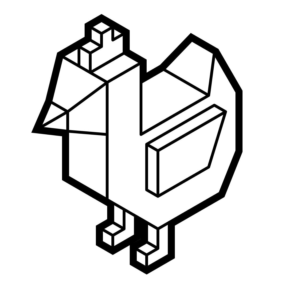 isometric line style 鸡 icon