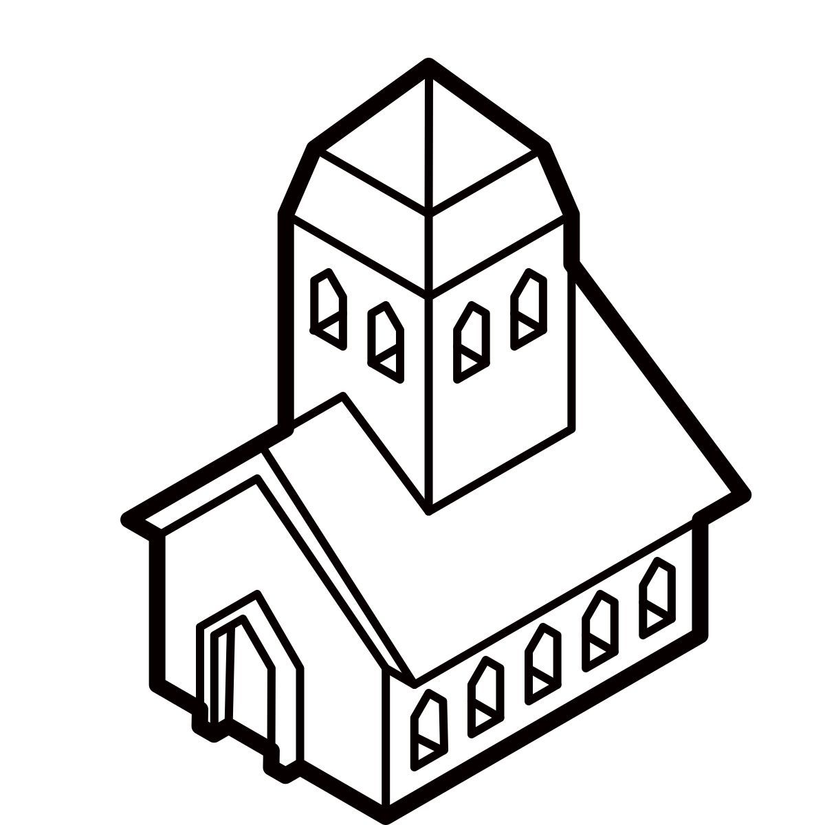 isometric line style stadtkirche icon