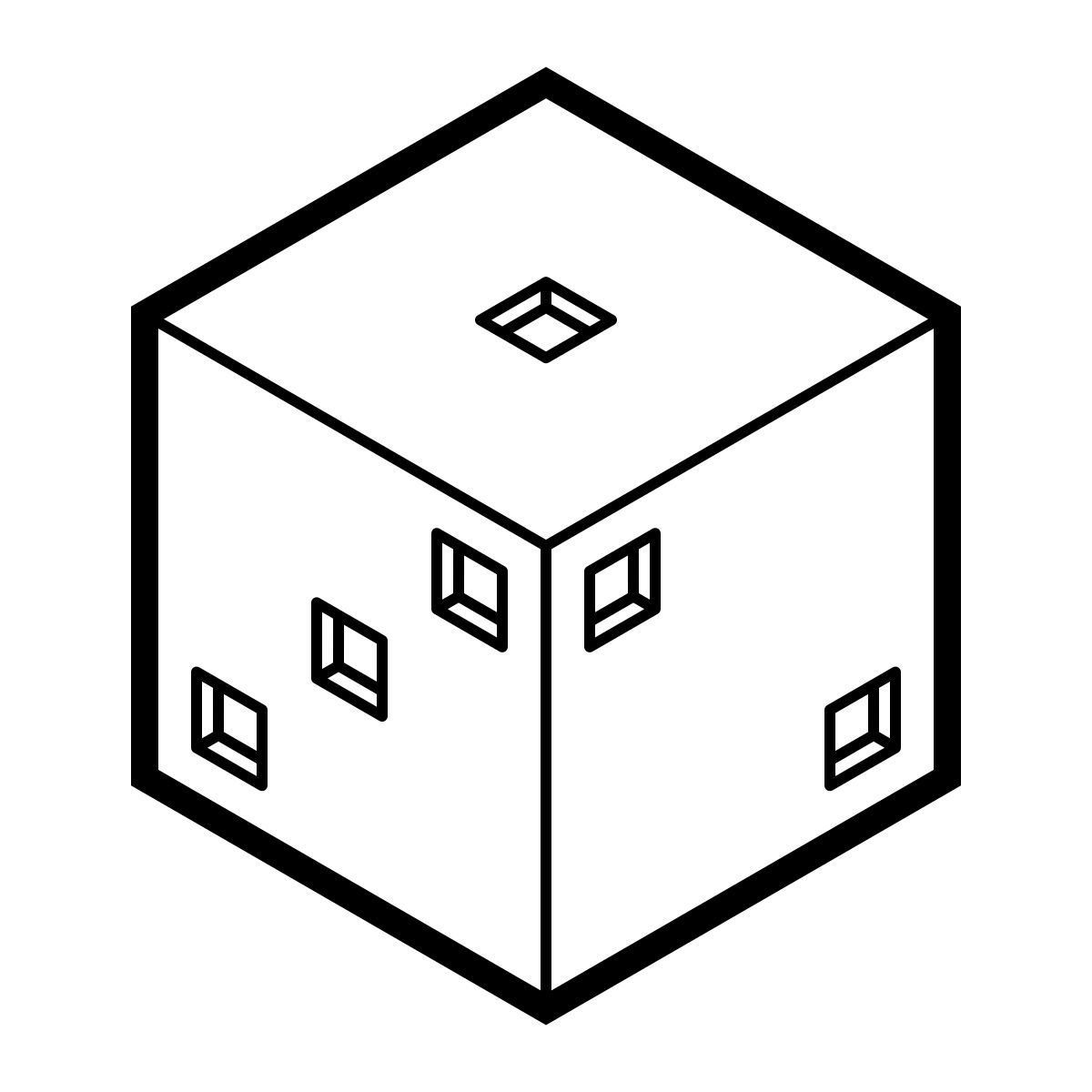 isometric line style dice icon