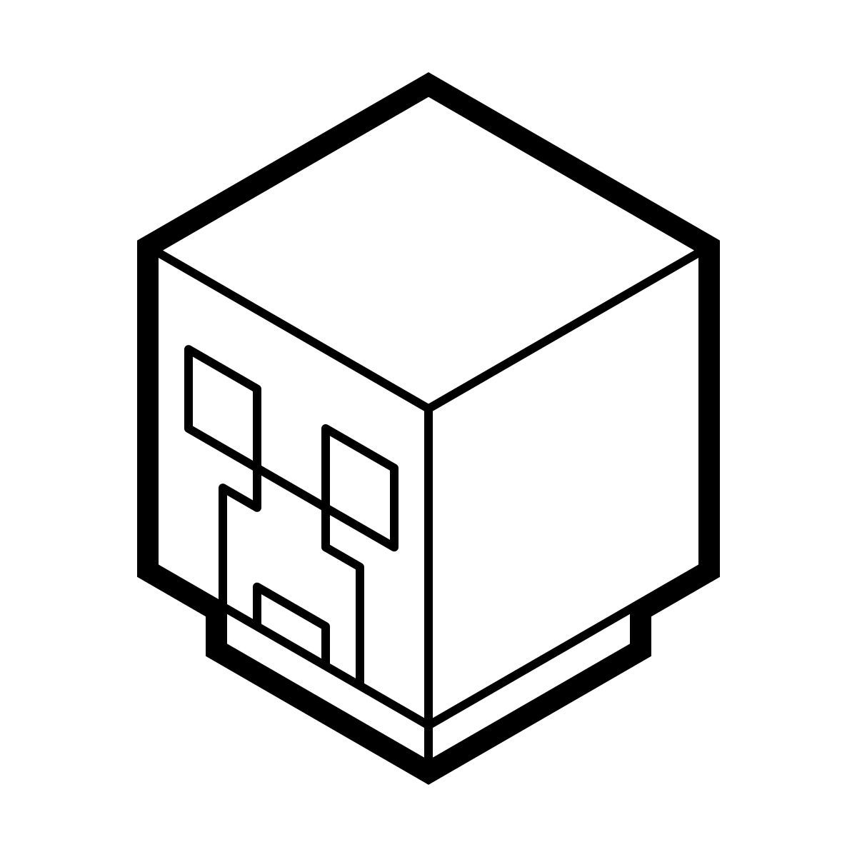 isometric line style minecraft creeper icon