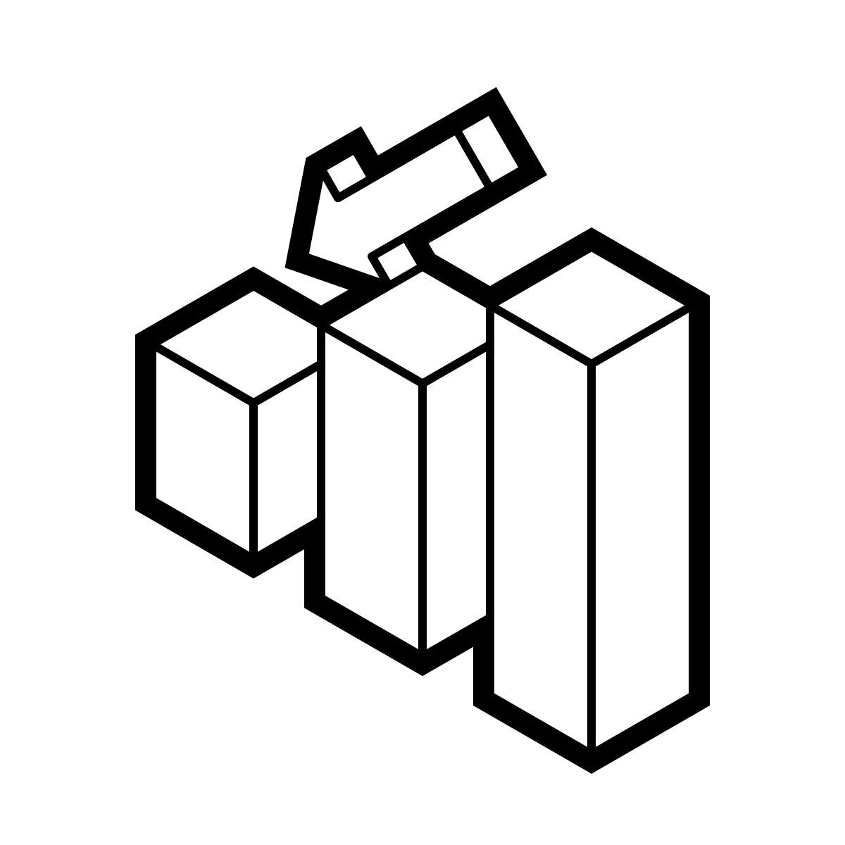 isometric line style dinámica negativa icon
