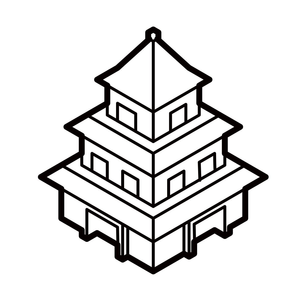 isometric line style temple icon