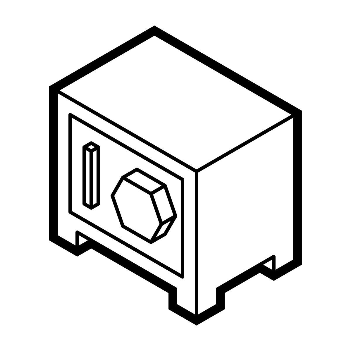 isometric line style caja fuerte icon