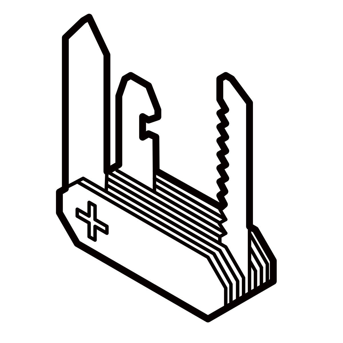 isometric line style 스위스 군용 나이프 icon