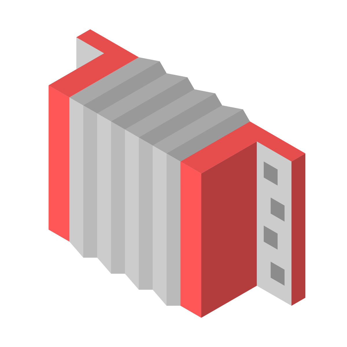 isometric color style accordion icon