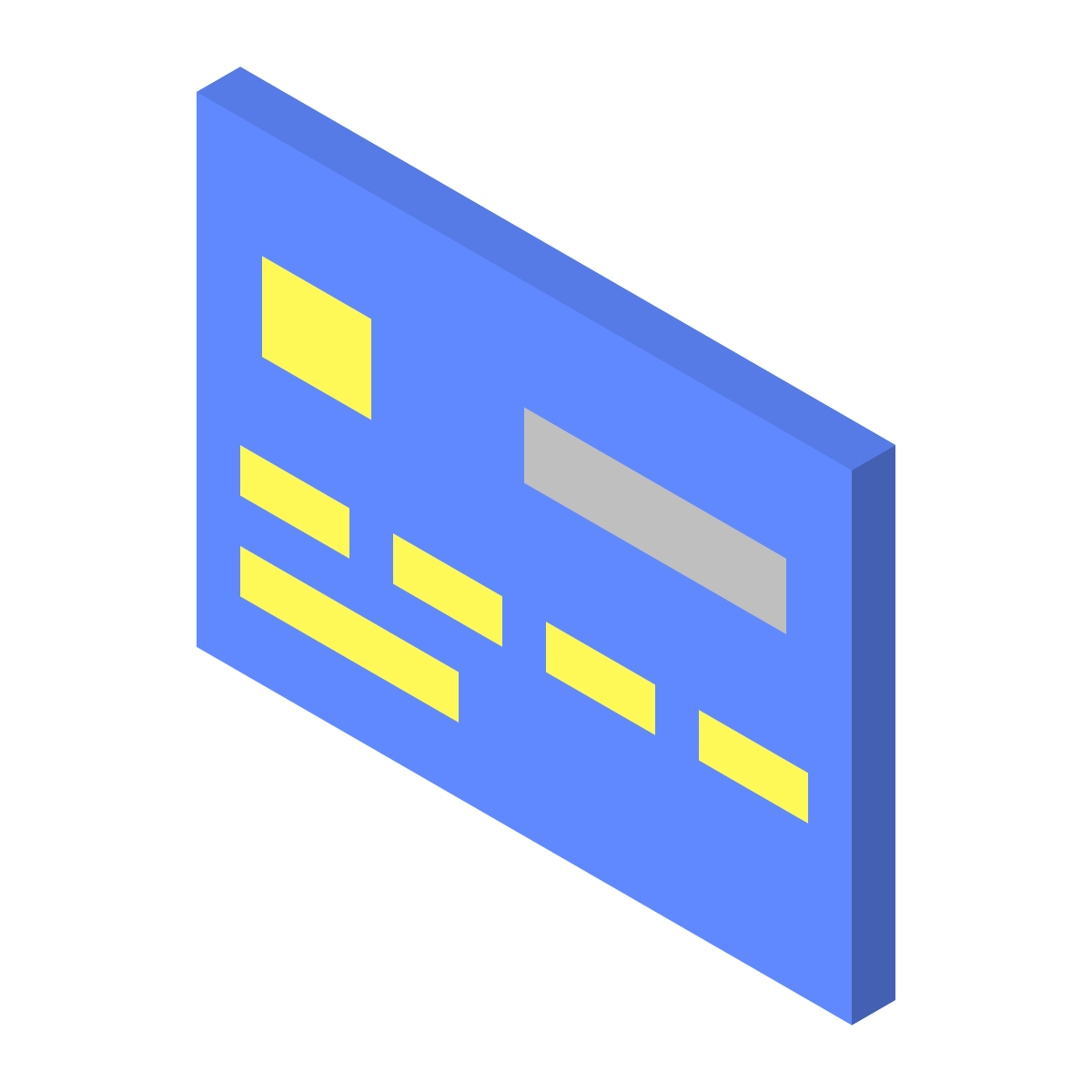 isometric color style bank card front side icon