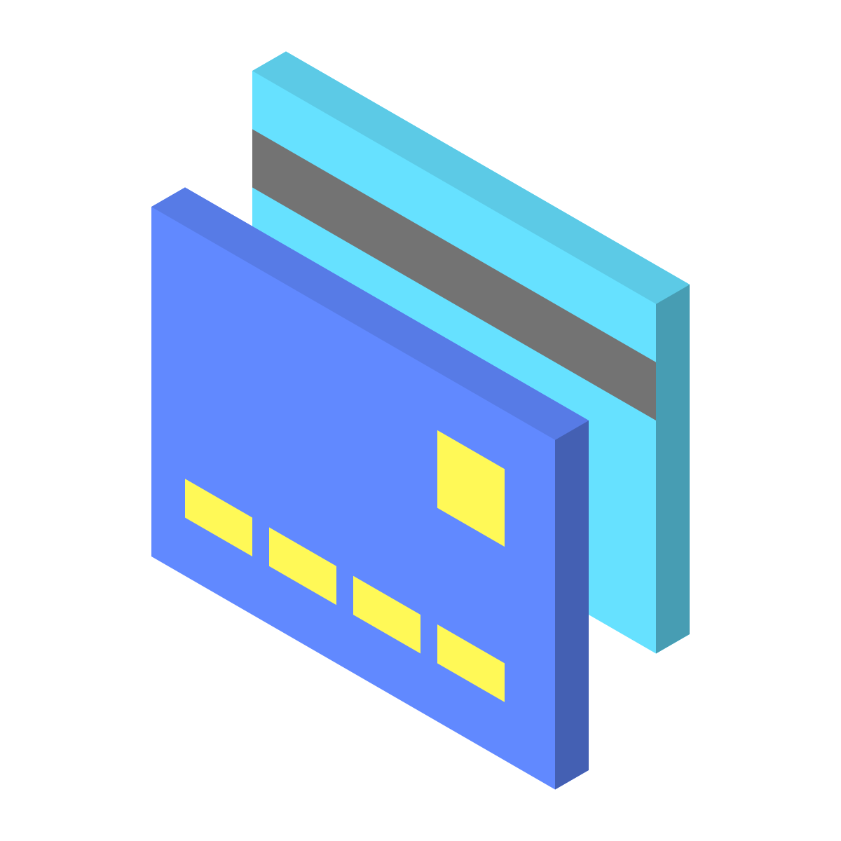 isometric color style bank cards icon