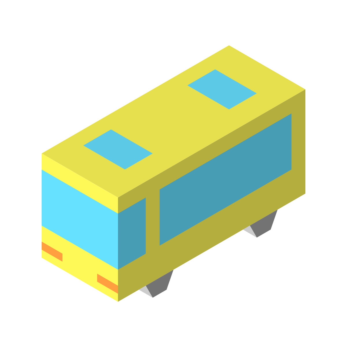 isometric color style bus icon