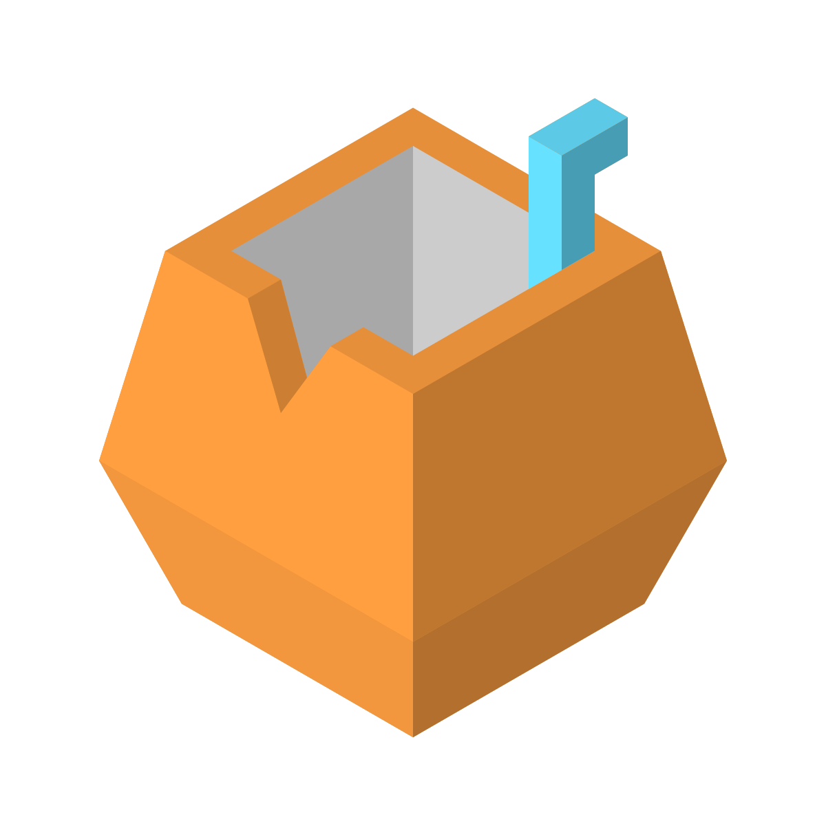isometric color style coconut cocktail icon