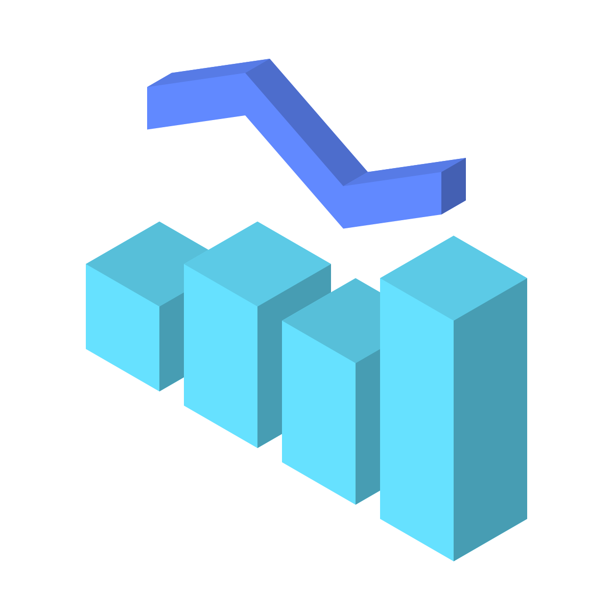 isometric color style combo chart icon