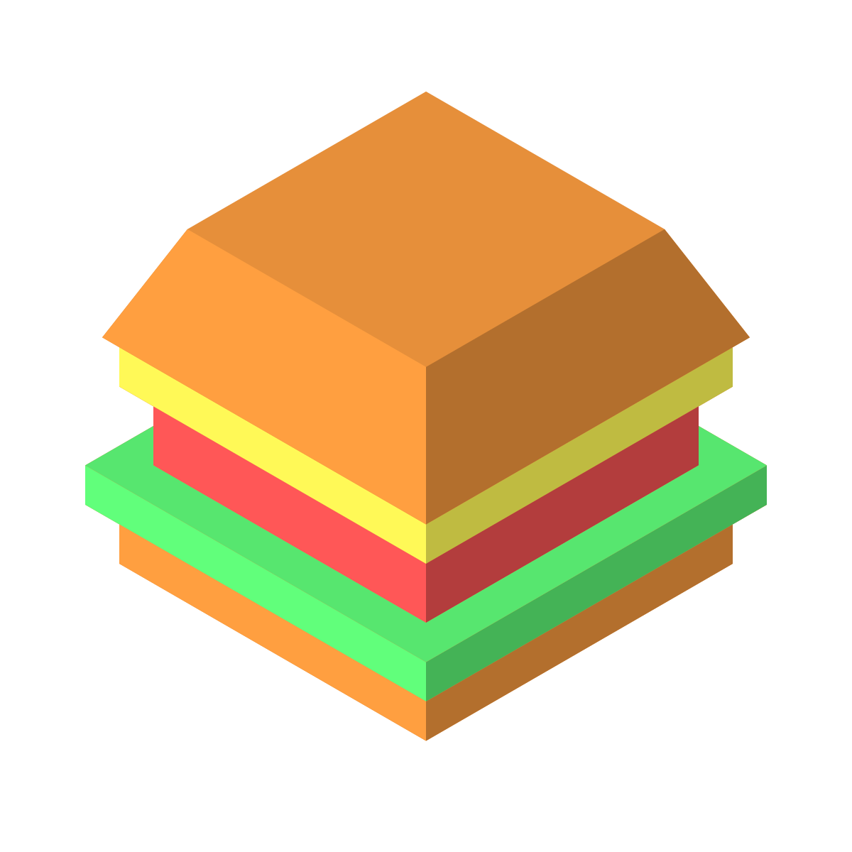 isometric color style hamburger icon