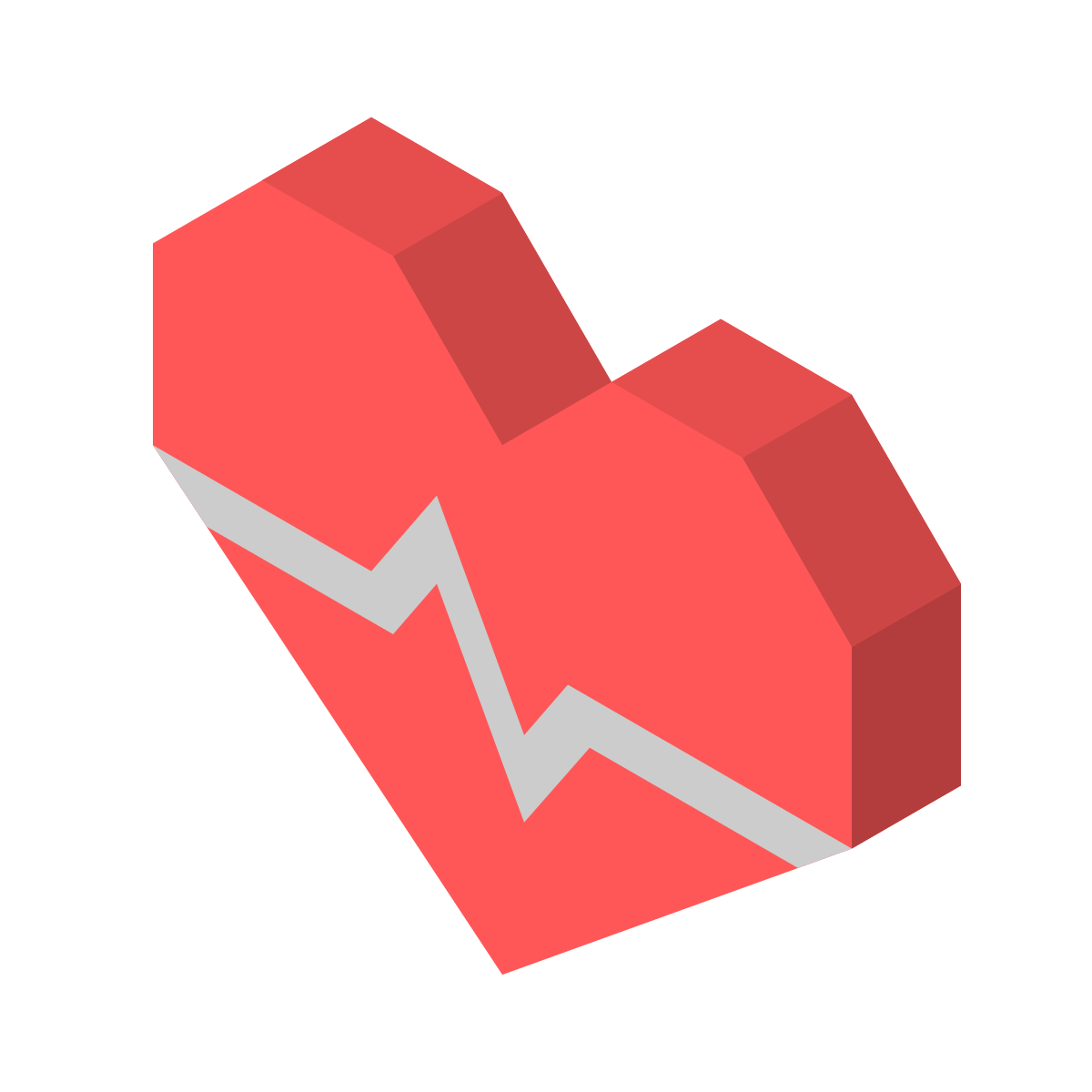 isometric color style heart with pulse icon