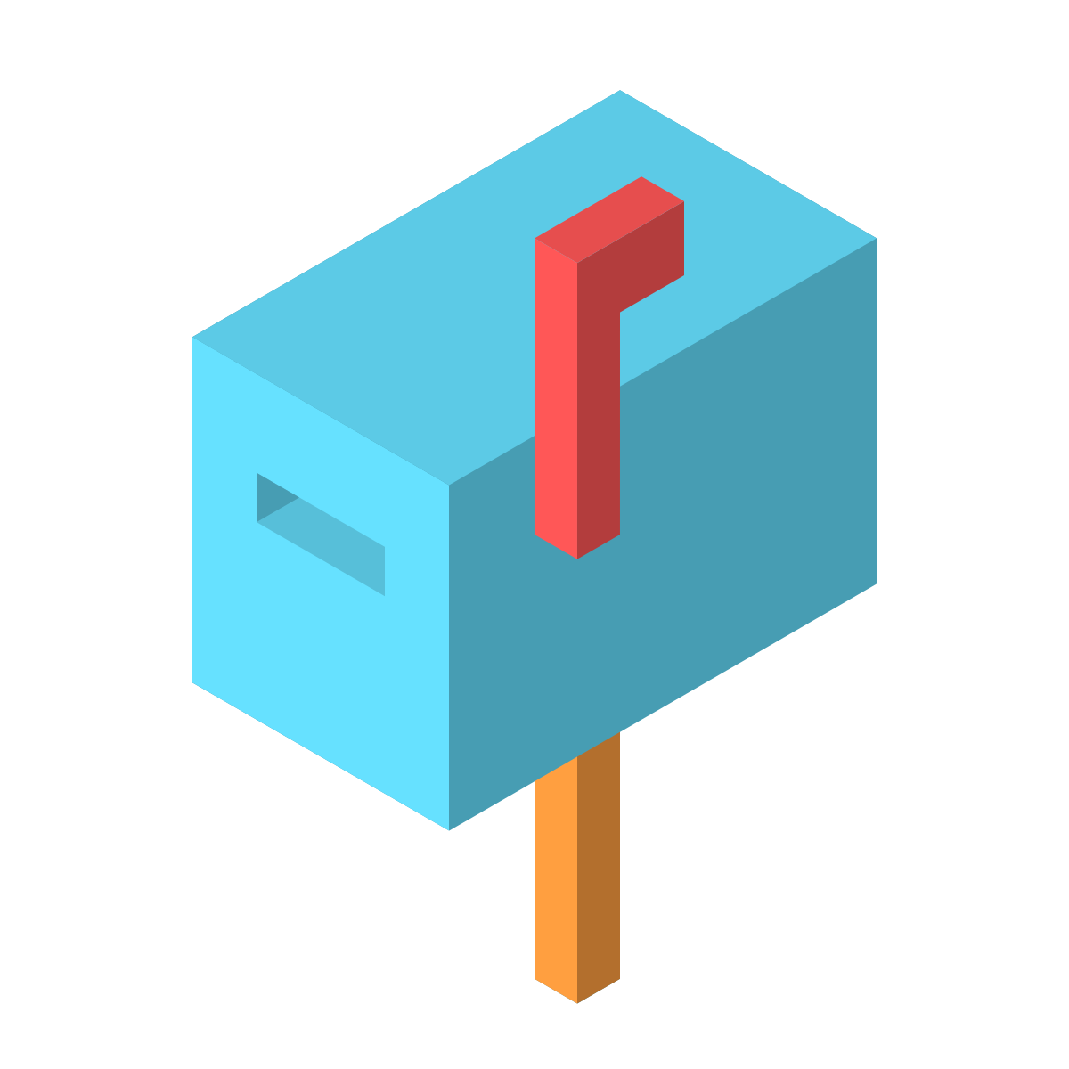 isometric color style mailbox closed flag up icon