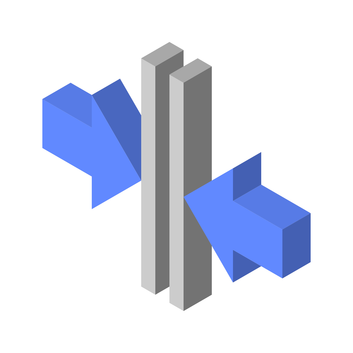 isometric color style merge vertical icon