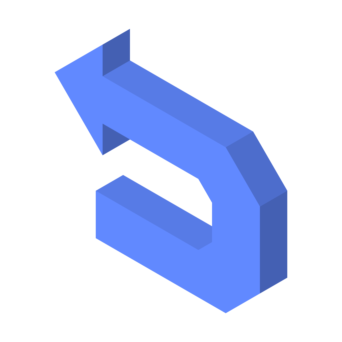 isometric color style u turn to left icon