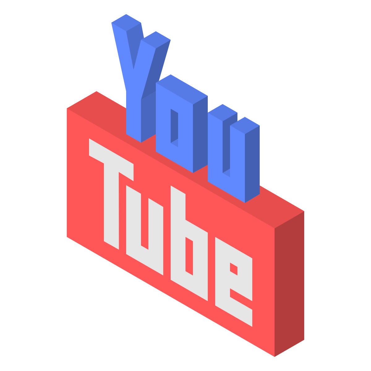 isometric color style youtube icon