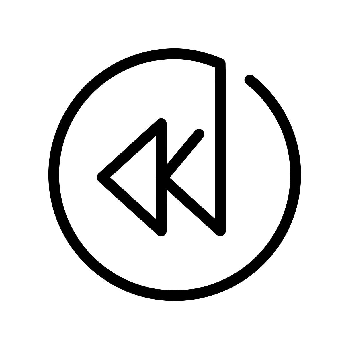 laces style rewind button round icon