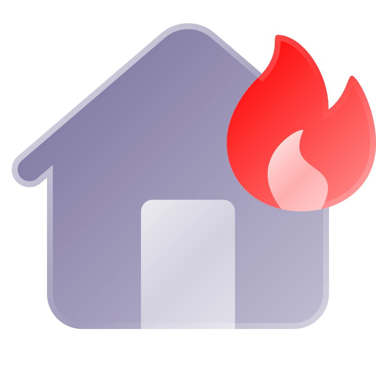 liquid glass color style burning house icon
