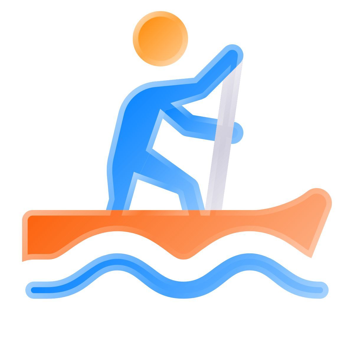 icône canoe sprint liquid glass color style