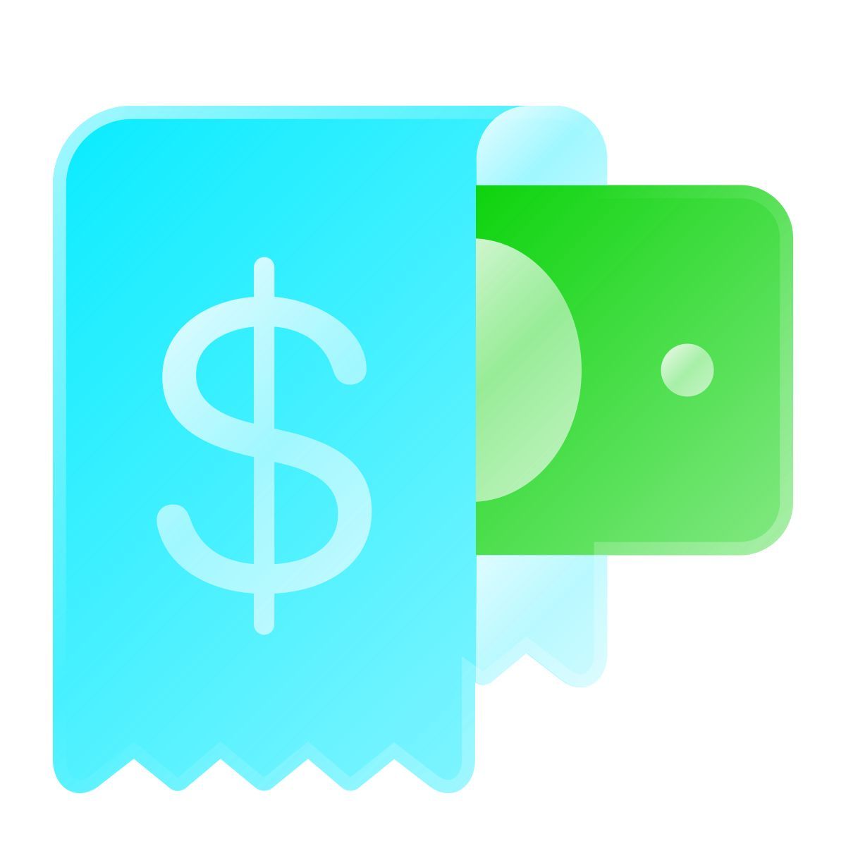 liquid glass color style cash receipt icon