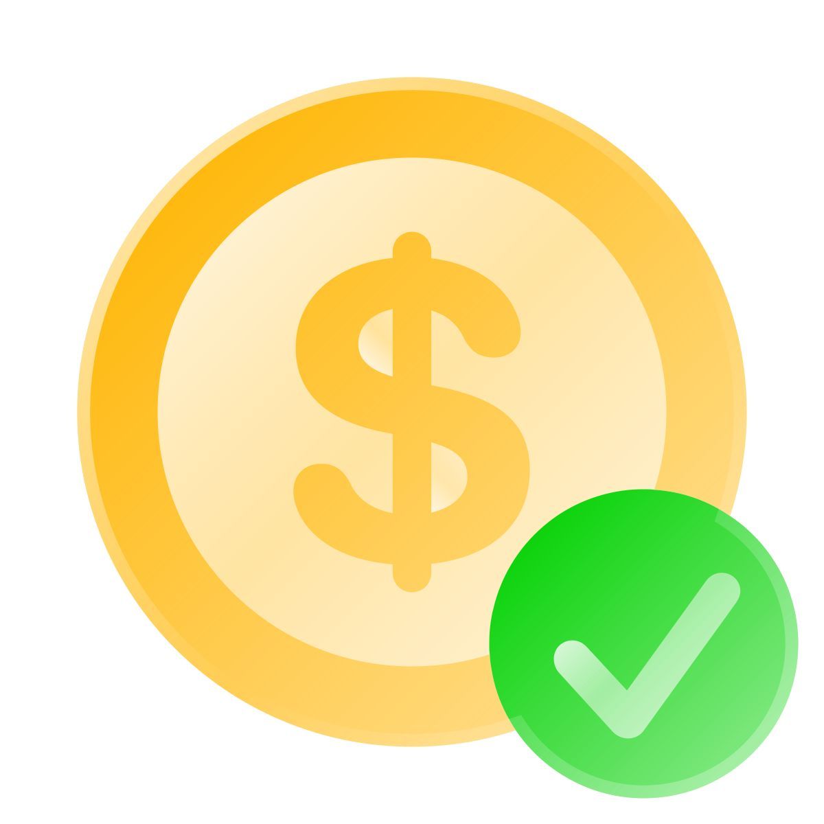 liquid glass color style check dollar icon