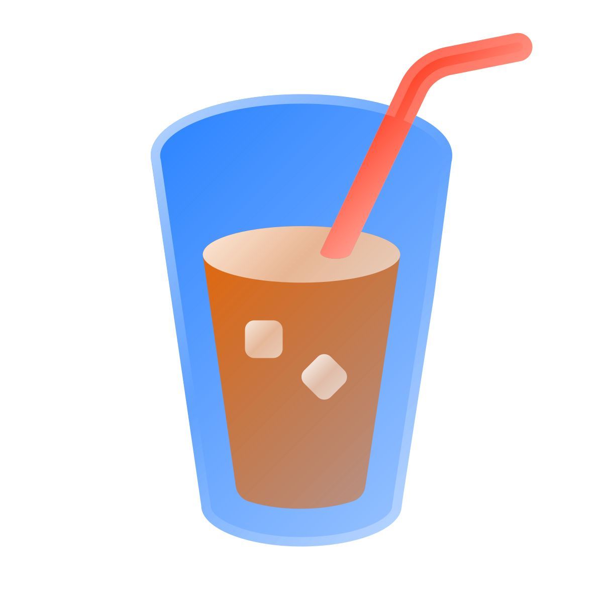 liquid glass color style tasse avec de la paille icon