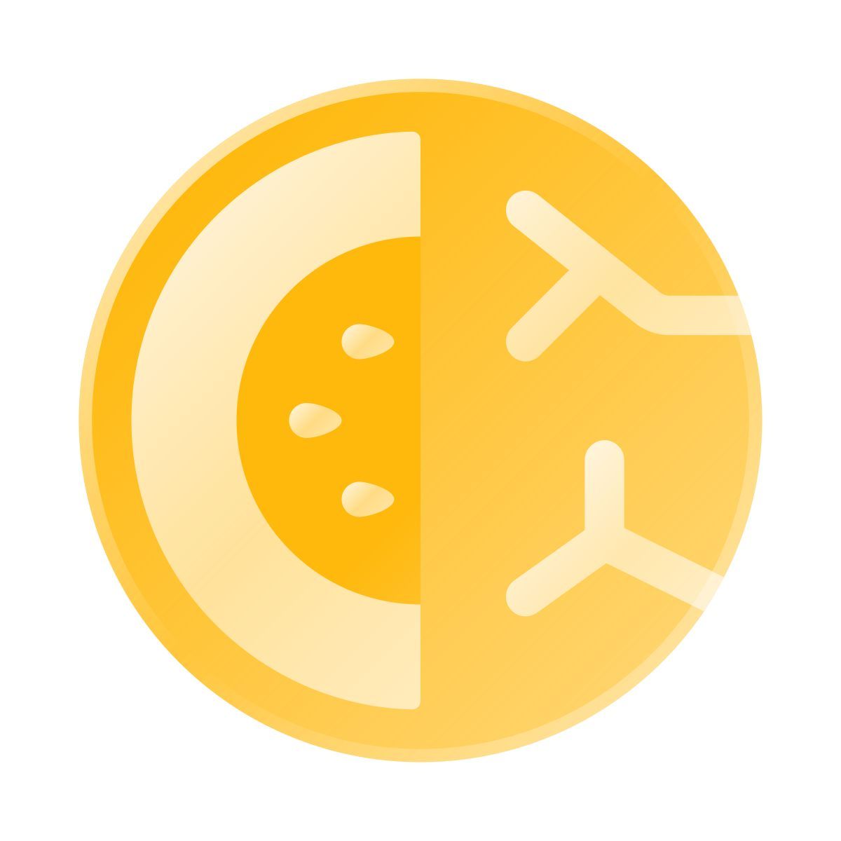 liquid glass color style нарезанная дыня icon
