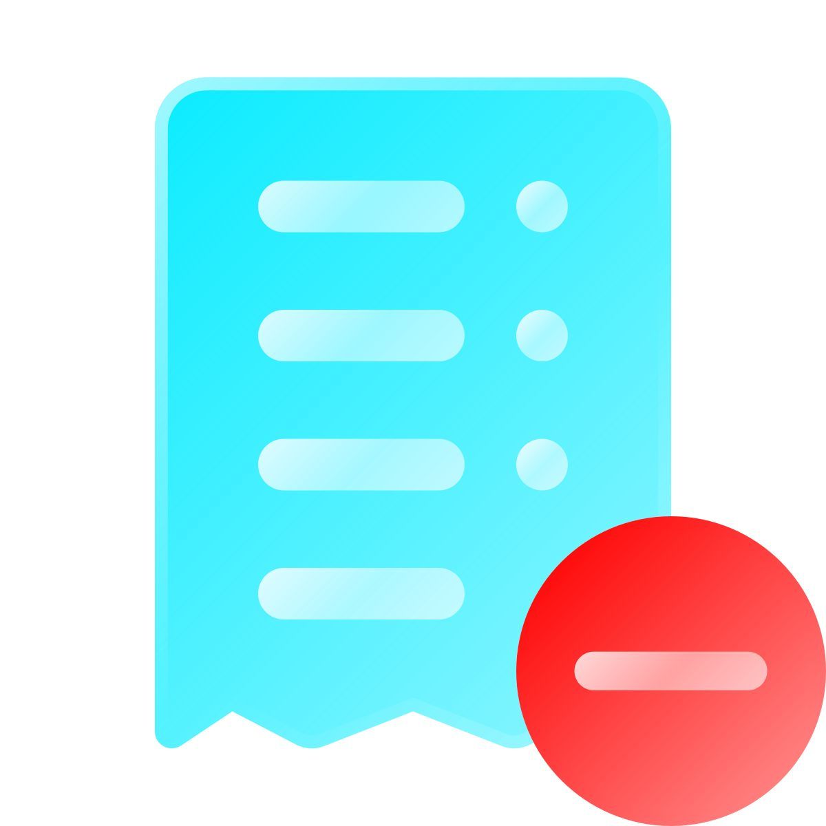 liquid glass color style delete receipt icon