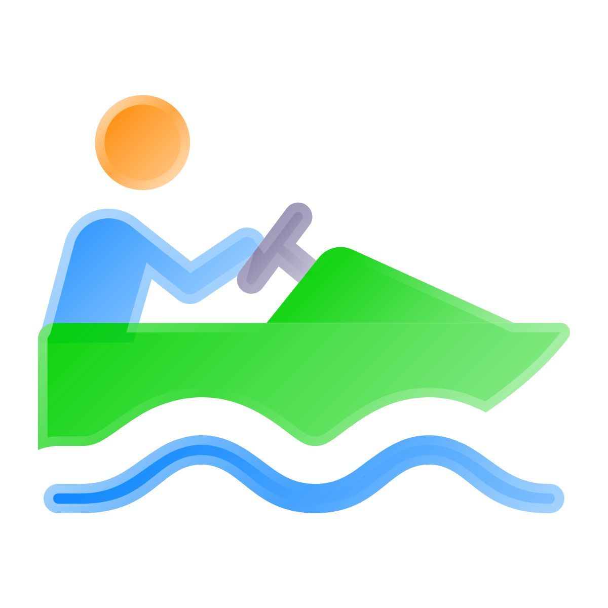 liquid glass color style drag boat icon