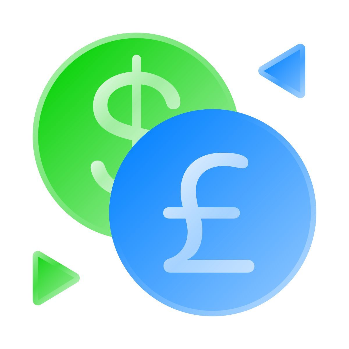 liquid glass color style euro pound exchange icon