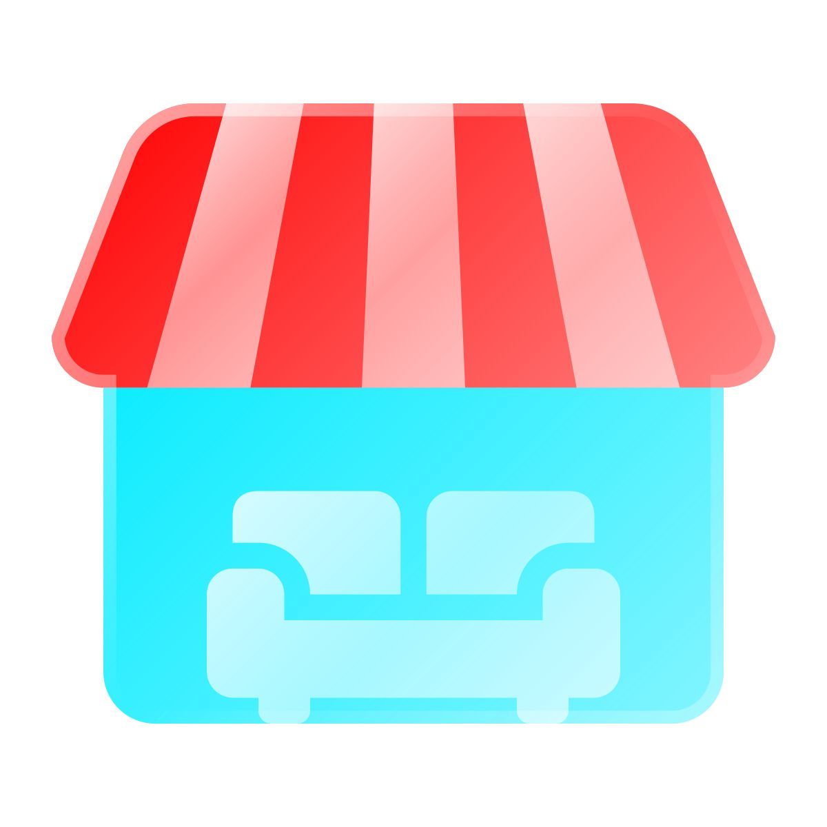 icono tienda de muebles liquid glass color estilo