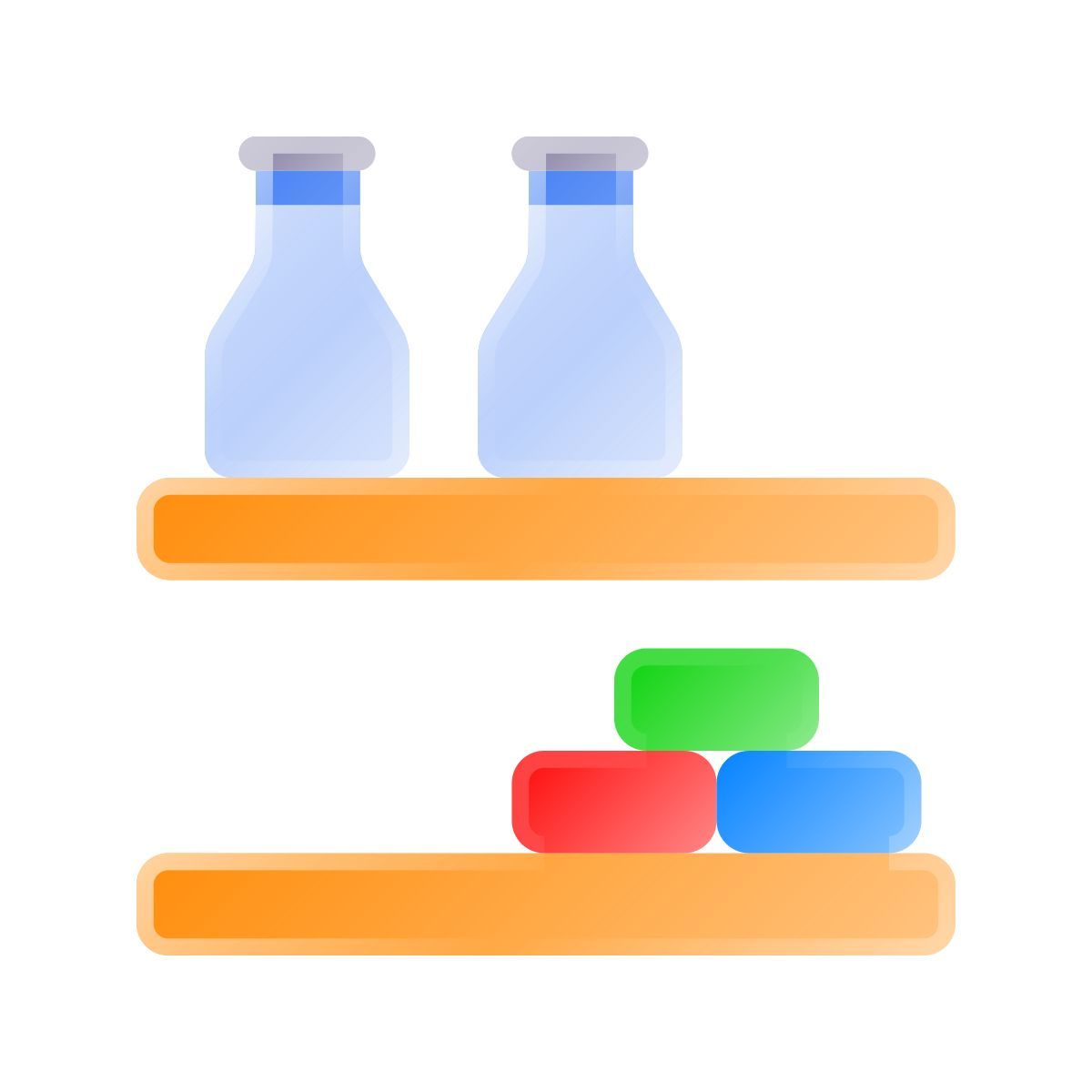 liquid glass color style grocery shelf icon