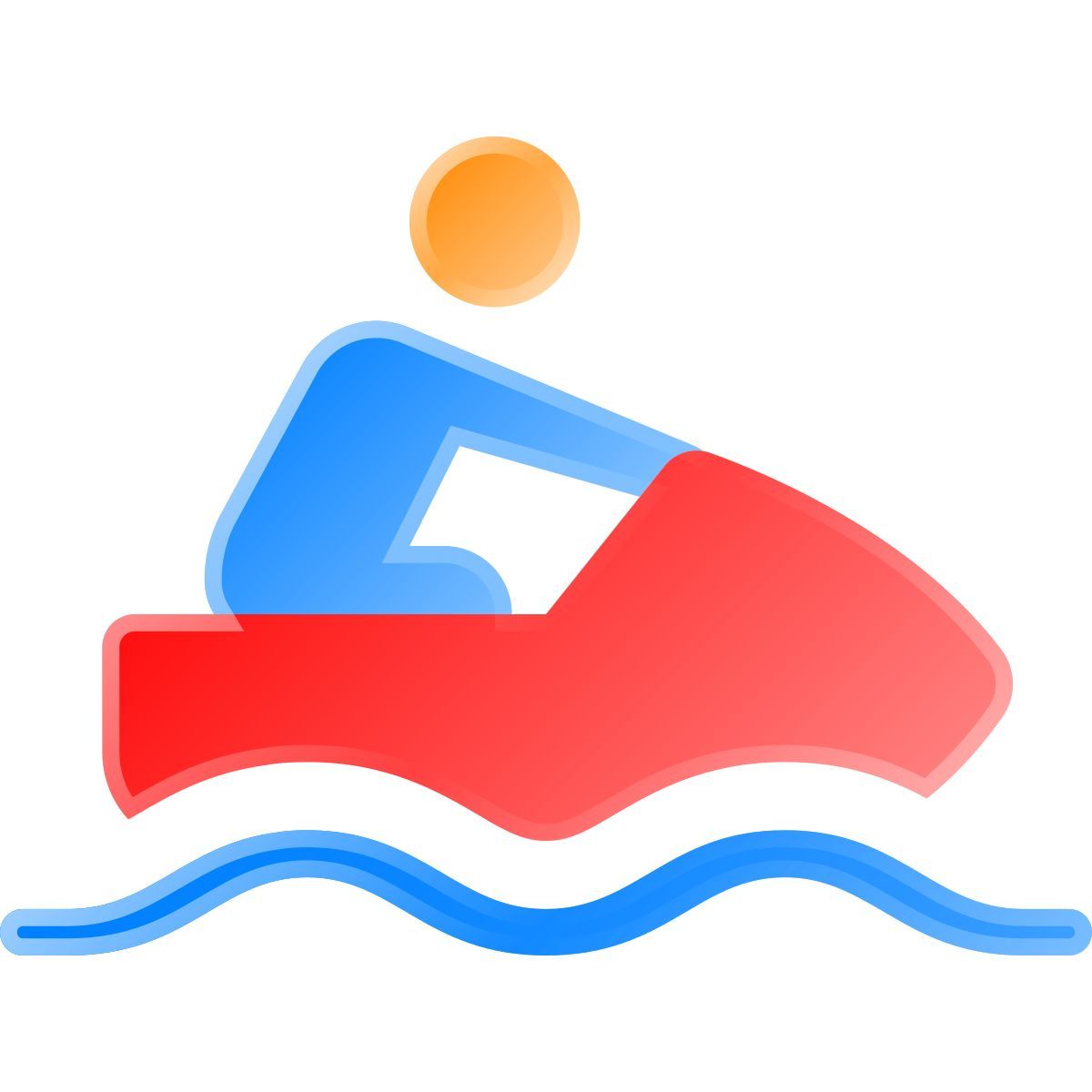 liquid glass color style jet ski icon