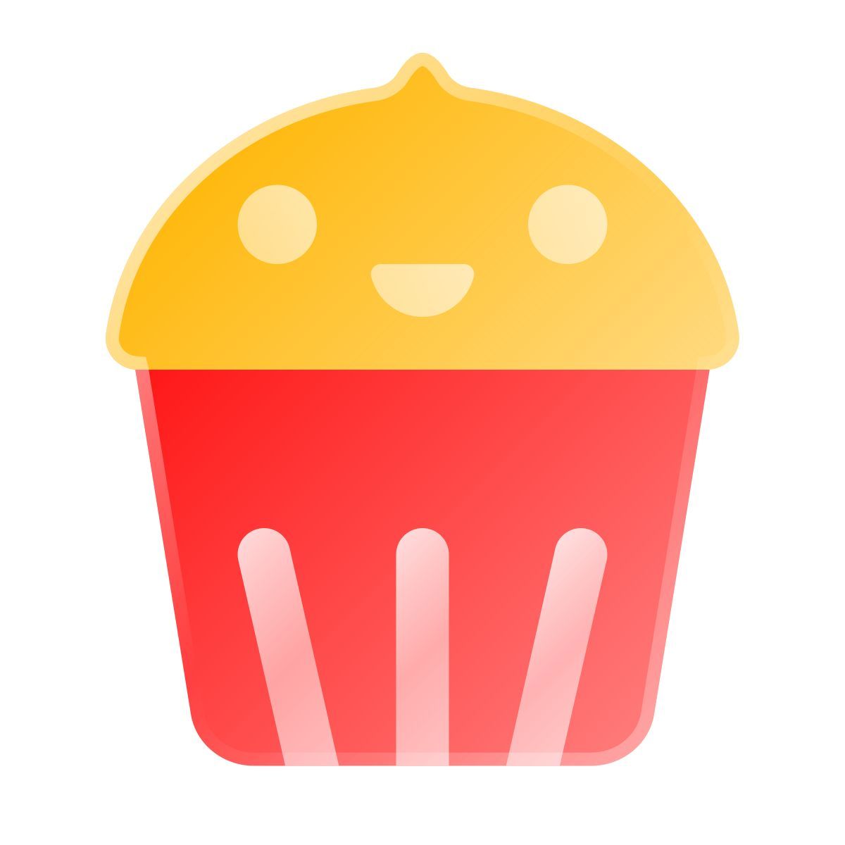 liquid glass color style kawaii cupcake icon