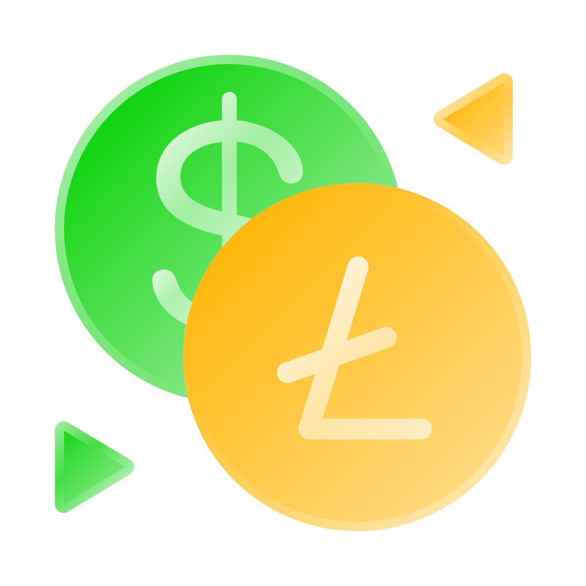 liquid glass color style dollar litecoin exchange icon