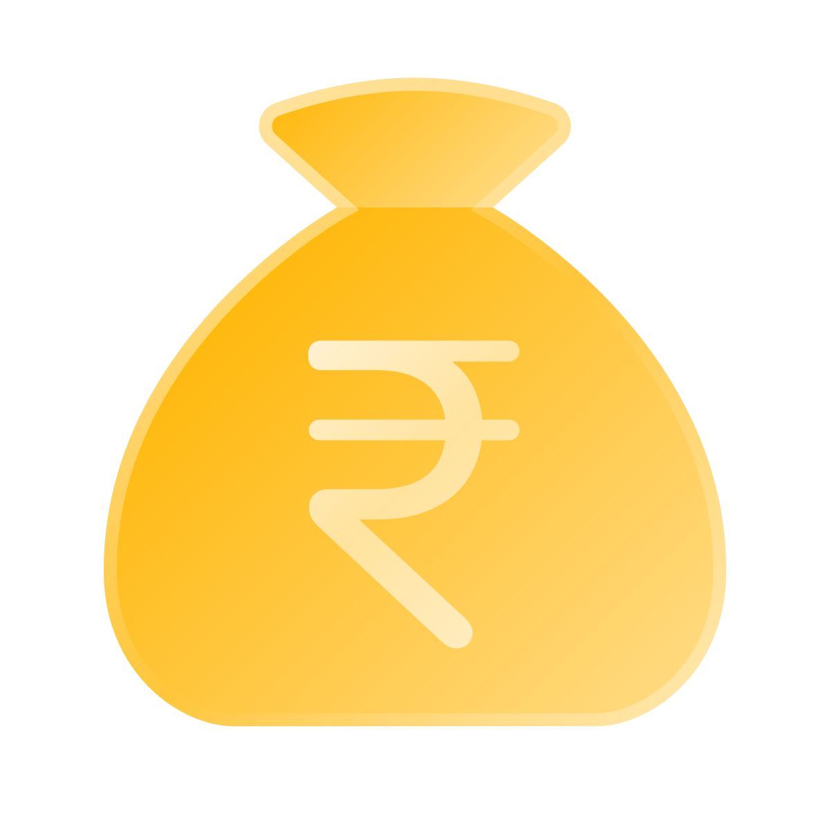 liquid glass color style money bag rupee icon
