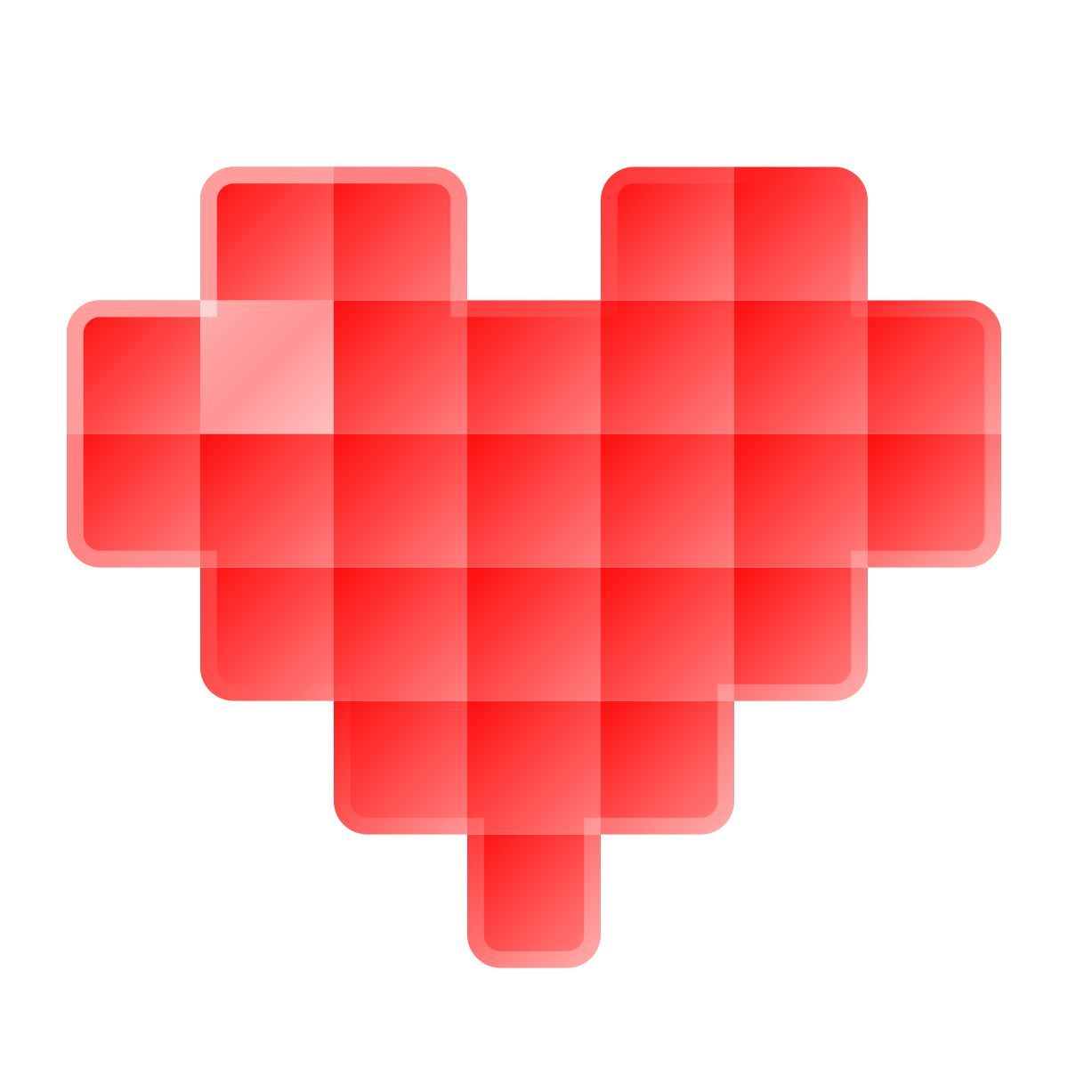 liquid glass color style corazón del pixel icon
