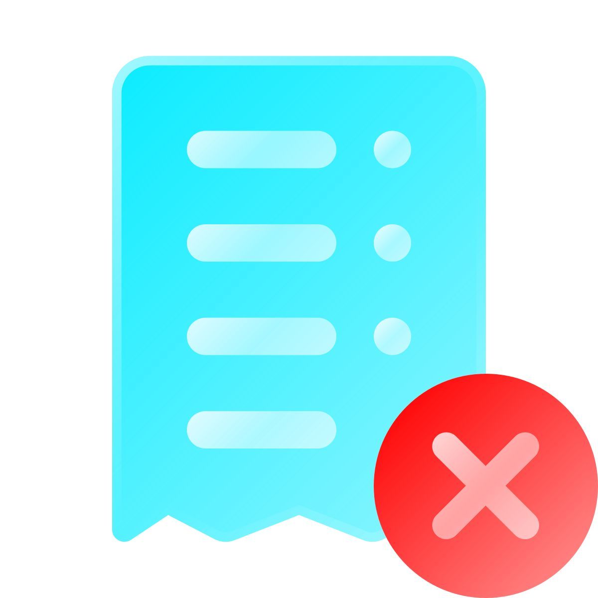 liquid glass color style receipt declined icon