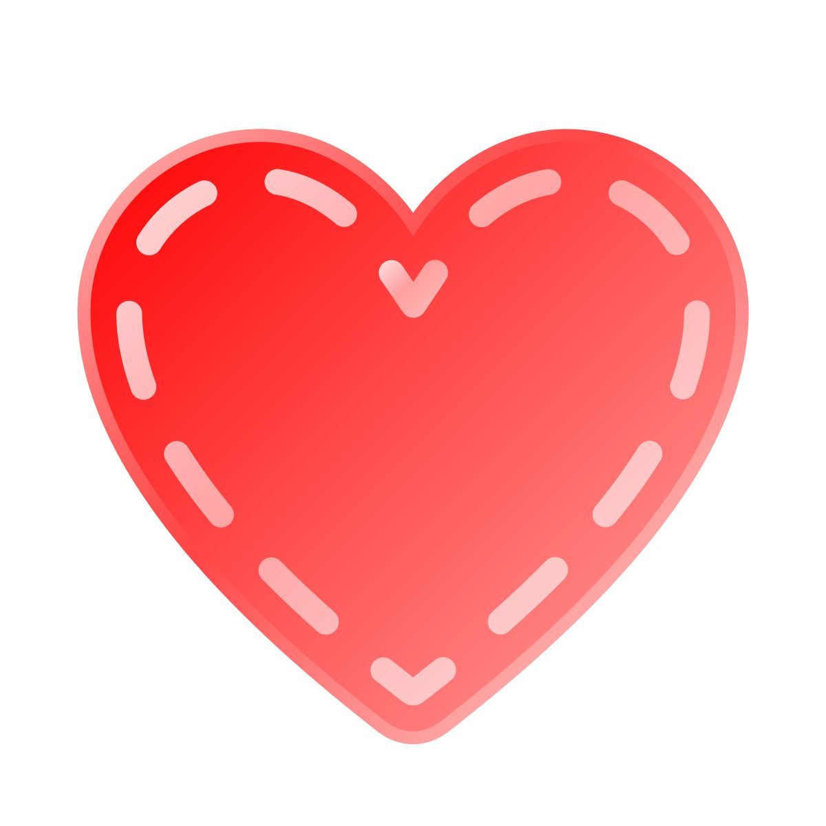 liquid glass color style stitched heart icon